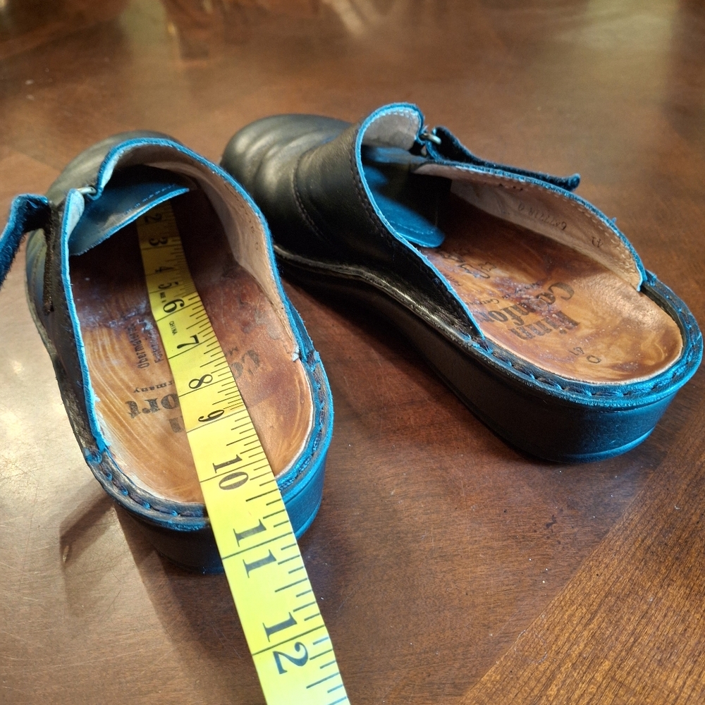 Finn Comfort Aussee Black Leather Slip-On Mule Clog Shoe  Women Size 41EU / 10US - Picture 15 of 16